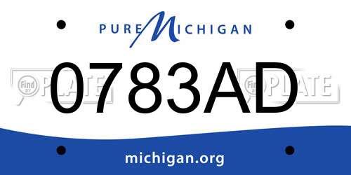 0783AD Michigan License Plate