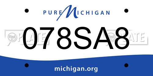 078SA8 Michigan License Plate