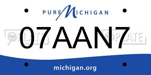 07AAN7 Michigan License Plate