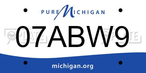 07ABW9 Michigan License Plate