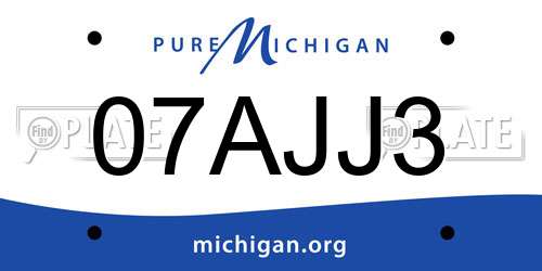 07AJJ3 Michigan License Plate