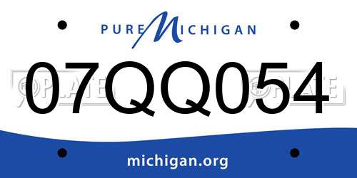 07QQ054 Michigan License Plate