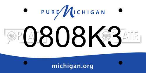 0808K3 Michigan License Plate