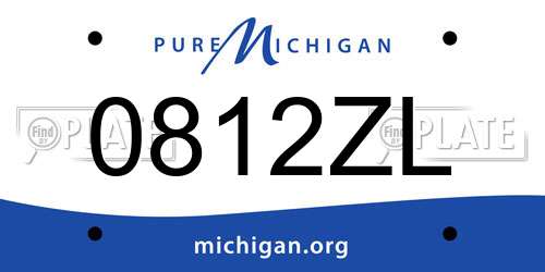 0812ZL Michigan License Plate