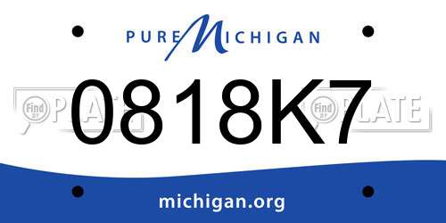 0818K7 Michigan License Plate