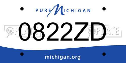 0822ZD Michigan License Plate