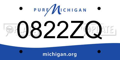 0822ZQ Michigan License Plate