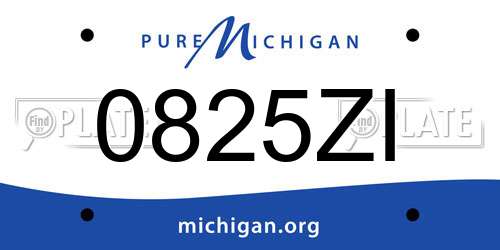 0825ZI Michigan License Plate
