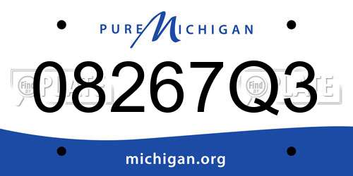 08267Q3 Michigan License Plate