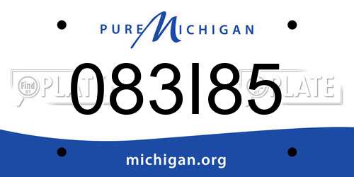 083I85 Michigan License Plate