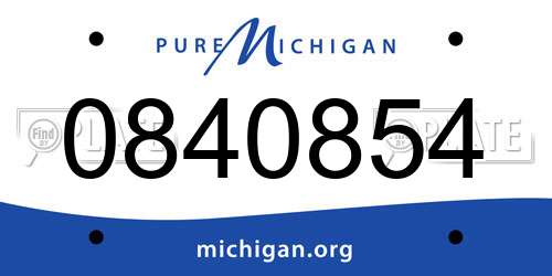 0840854 Michigan License Plate
