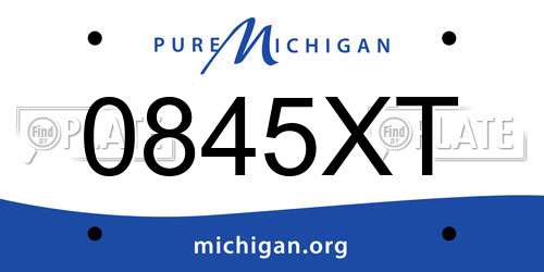 0845XT Michigan License Plate