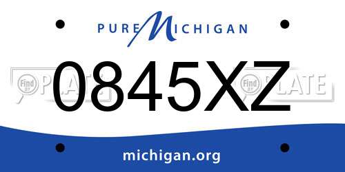 0845XZ Michigan License Plate