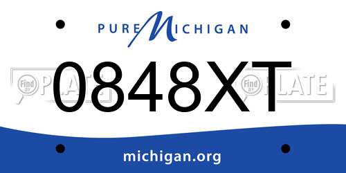 0848XT Michigan License Plate