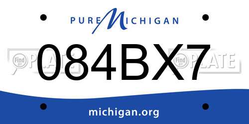084BX7 Michigan License Plate