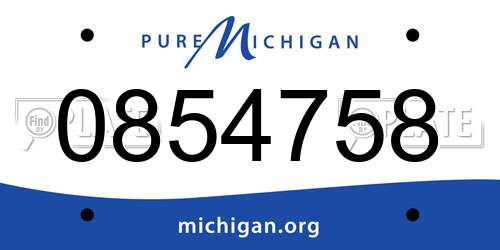 0854758 Michigan License Plate