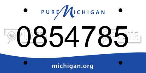 0854785 Michigan License Plate