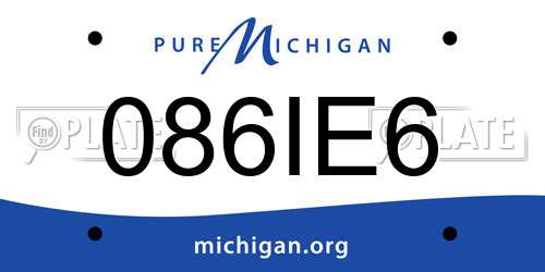 086IE6 Michigan License Plate