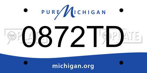 0872TD Michigan License Plate