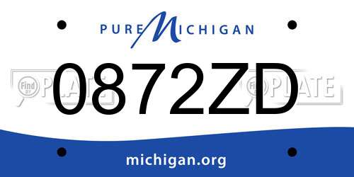 0872ZD Michigan License Plate