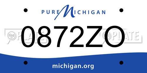 0872ZO Michigan License Plate
