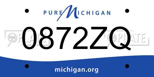 0872ZQ Michigan License Plate