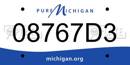 08767D3 Michigan License Plate