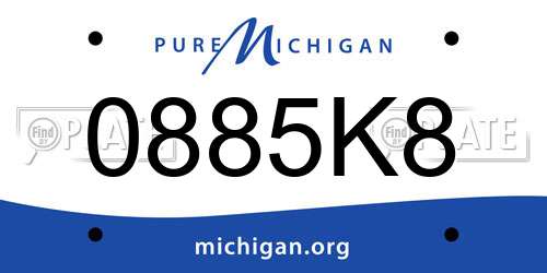0885K8 Michigan License Plate