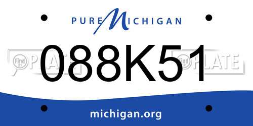 088K51 Michigan License Plate