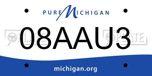 08AAU3 Michigan License Plate