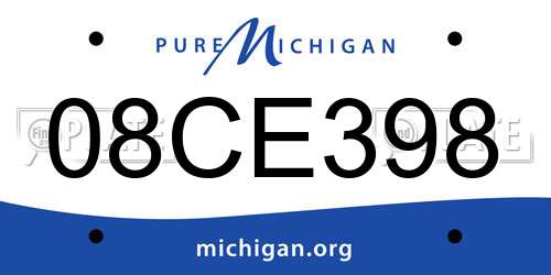 08CE398 Michigan License Plate