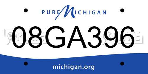 08GA396 Michigan License Plate