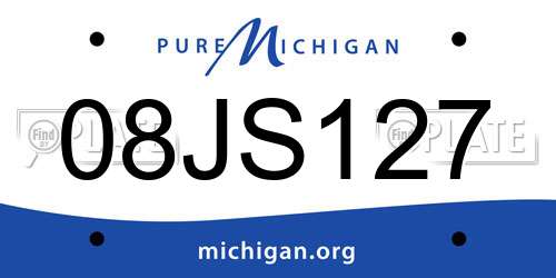 08JS127 Michigan License Plate