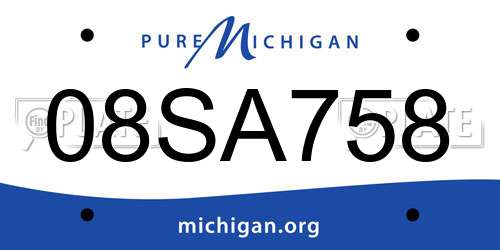 08SA758 Michigan License Plate
