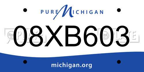 08XB603 Michigan License Plate