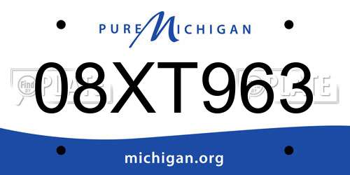 08XT963 Michigan License Plate