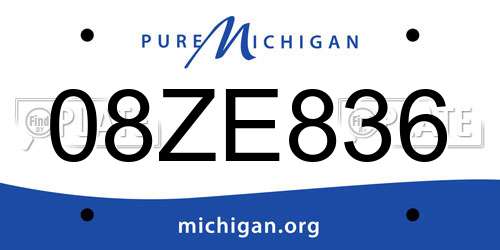 08ZE836 Michigan License Plate