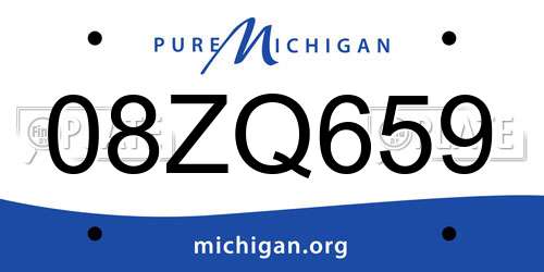 08ZQ659 Michigan License Plate
