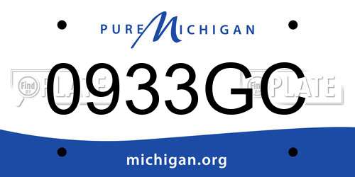 0933GC Michigan License Plate