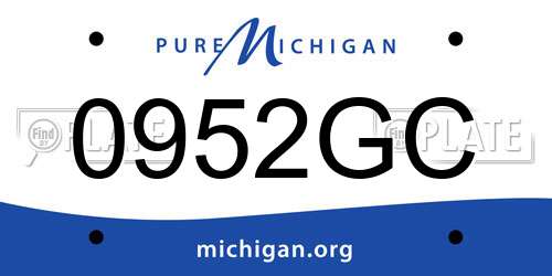 0952GC Michigan License Plate
