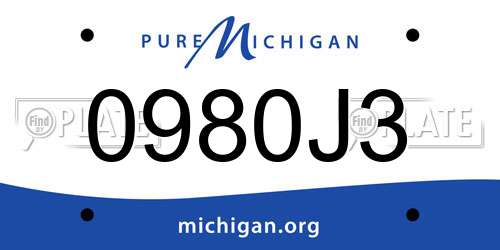 0980J3 Michigan License Plate