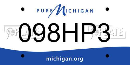098HP3 Michigan License Plate