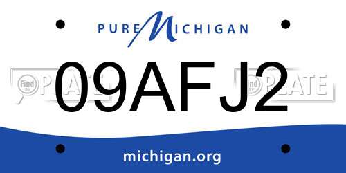 09AFJ2 Michigan License Plate