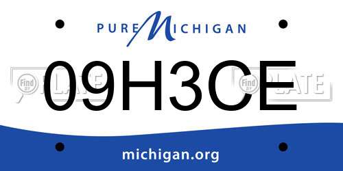 09H3CE Michigan License Plate