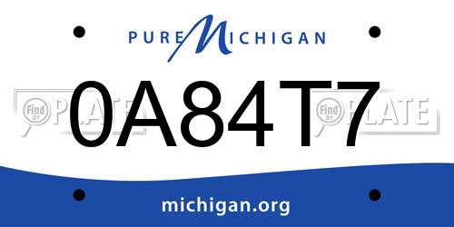 0A84T7 Michigan License Plate