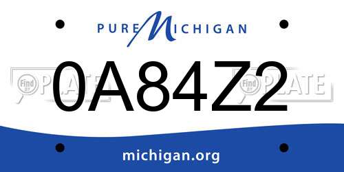 0A84Z2 Michigan License Plate