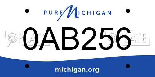 0AB256 Michigan License Plate