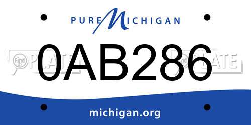 0AB286 Michigan License Plate