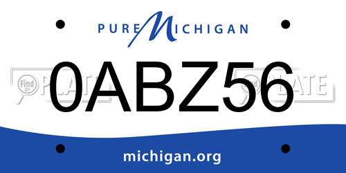 0ABZ56 Michigan License Plate