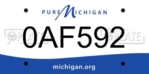 0AF592 Michigan License Plate